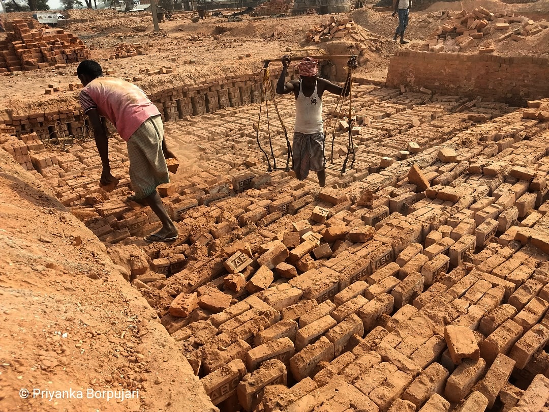 Women and men working at brick kilns without safety gear or health insurance or pension fund: another brick in the wall.Geramari, Assam.One of the most complex scenes during  @outofedenwalk with  @PaulSalopek was the gratitude of workers for having a backbreaking job. #EdenWalk