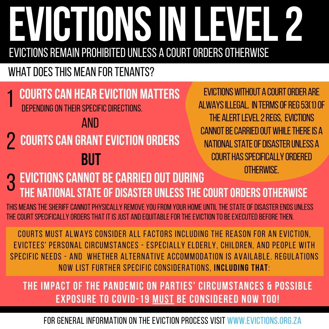 NdifunaUkwazi's tweet image. [POLICY ADVOCACY] Ndifuna Ukwazi &amp;amp; other social justice organisations welcome the new lockdown regulations on evictions, which provide more extensive protection against eviction | bit.ly/3b1It4M #EndIllegalEvictions