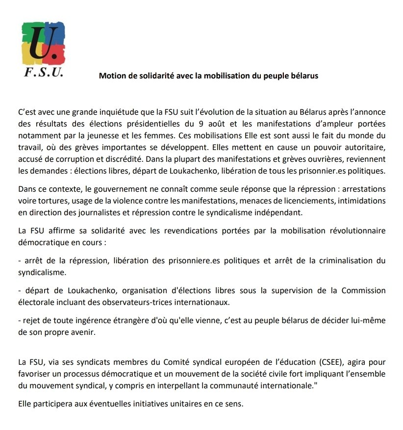 Soutien aux manifestant.e.s au Belarus