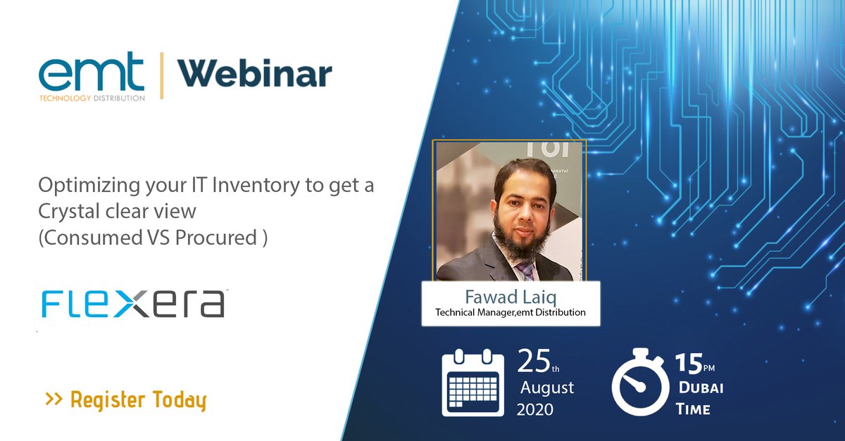 EMTMEA's tweet image. Make Work From Home More Interesting!
Attend Today, our FREE Webinar on Flexera, Register to click here zcu.io/pX2X
#emtDistribution #Flexera #SoftwareLicenseOptimization #SLO #SoftwareAssetManagement #CostOptimization #CyberSecurity 
@flexera @EMTMEA