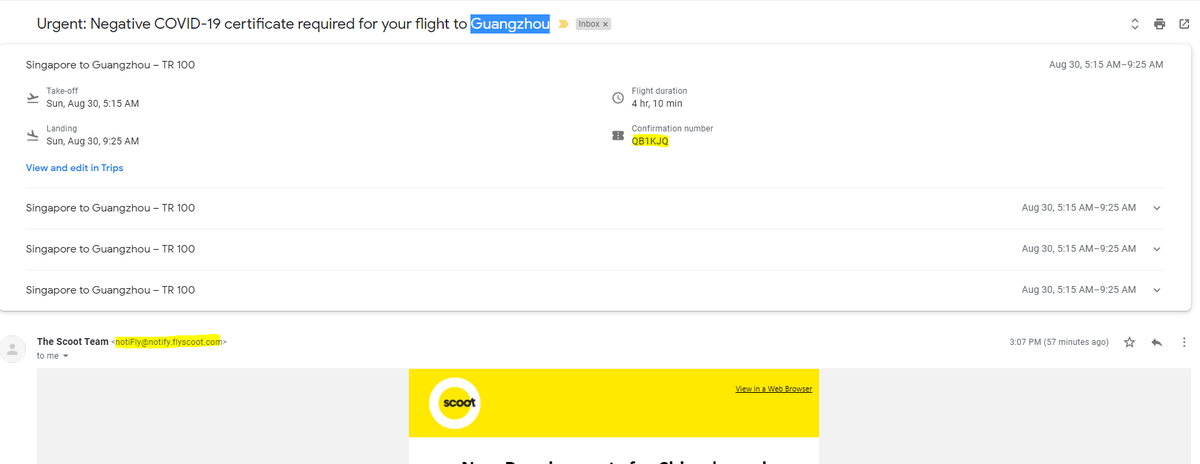 vamshipulumati's tweet photo. @flyscoot  @flyscootIN few minutes back I received an email from scoot saying I have booked a flight to Guangzhou, but I have never done that. Could you please check and let me know, why I received this email. Surprisingly these booking ids match my old booking ids. https://t.co/3ugpXWHKud