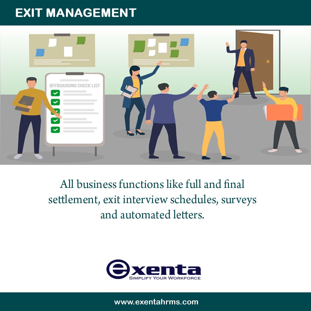 HrmsExenta's tweet image. Exit management is a complete module to manage the process of full and final settlement of an employee. 

Exenta allows HR to create a full and final Checklist. #exitmanagementsoftware #exitmanagementsystem #offboardingsoftware #offboardingworkflow #fullandfinalsettlement