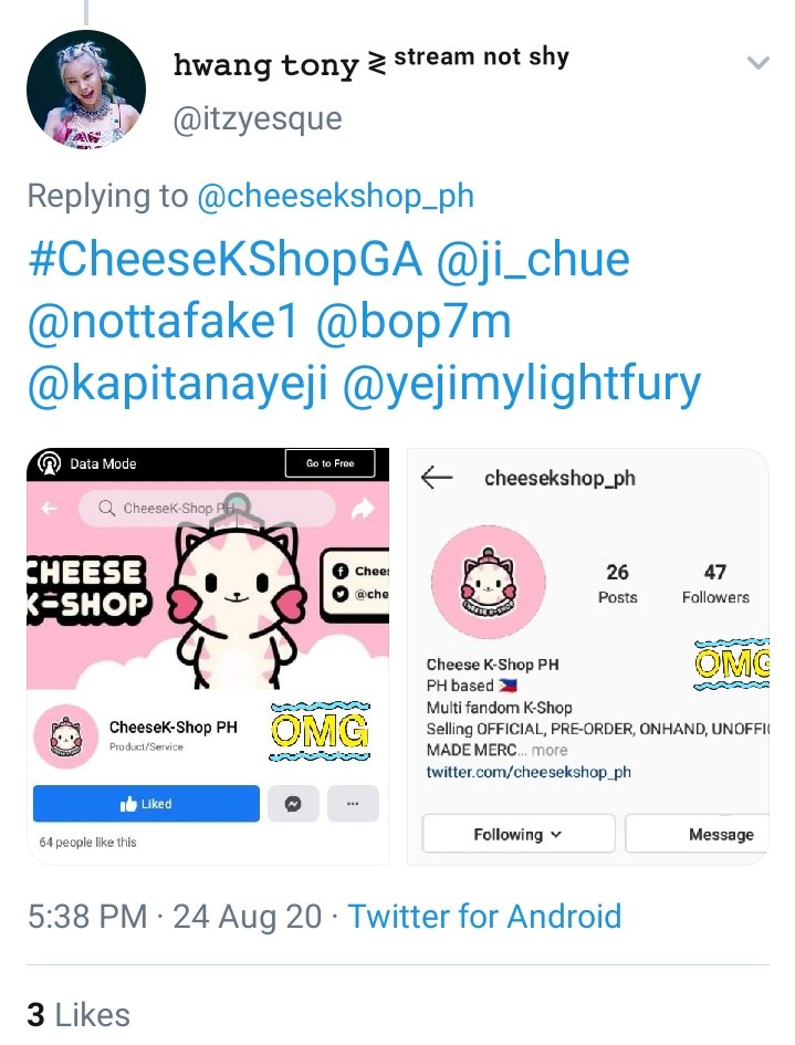cheesekshop_ph's tweet photo. ππ°π΅π
Congratulations @itzyesque πππ» You win an #ITZY - NOT SHY Album. Kindly DM us for more info.
Thank you for participating in our #CheeseKShopGA π Don't lose hope to those who didn't win. Sali lang ng sali π
https://t.co/JteMOpBCRm https://t.co/CIo9oJgsDw