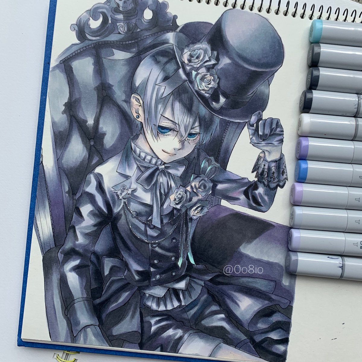 Mamu Sur Twitter シエル模写しました 黒執事 シエル シエルファントムハイヴ 模写 コピック 絵描きさんと繋がりたい アナログイラスト T Co Eltlukbfps Twitter