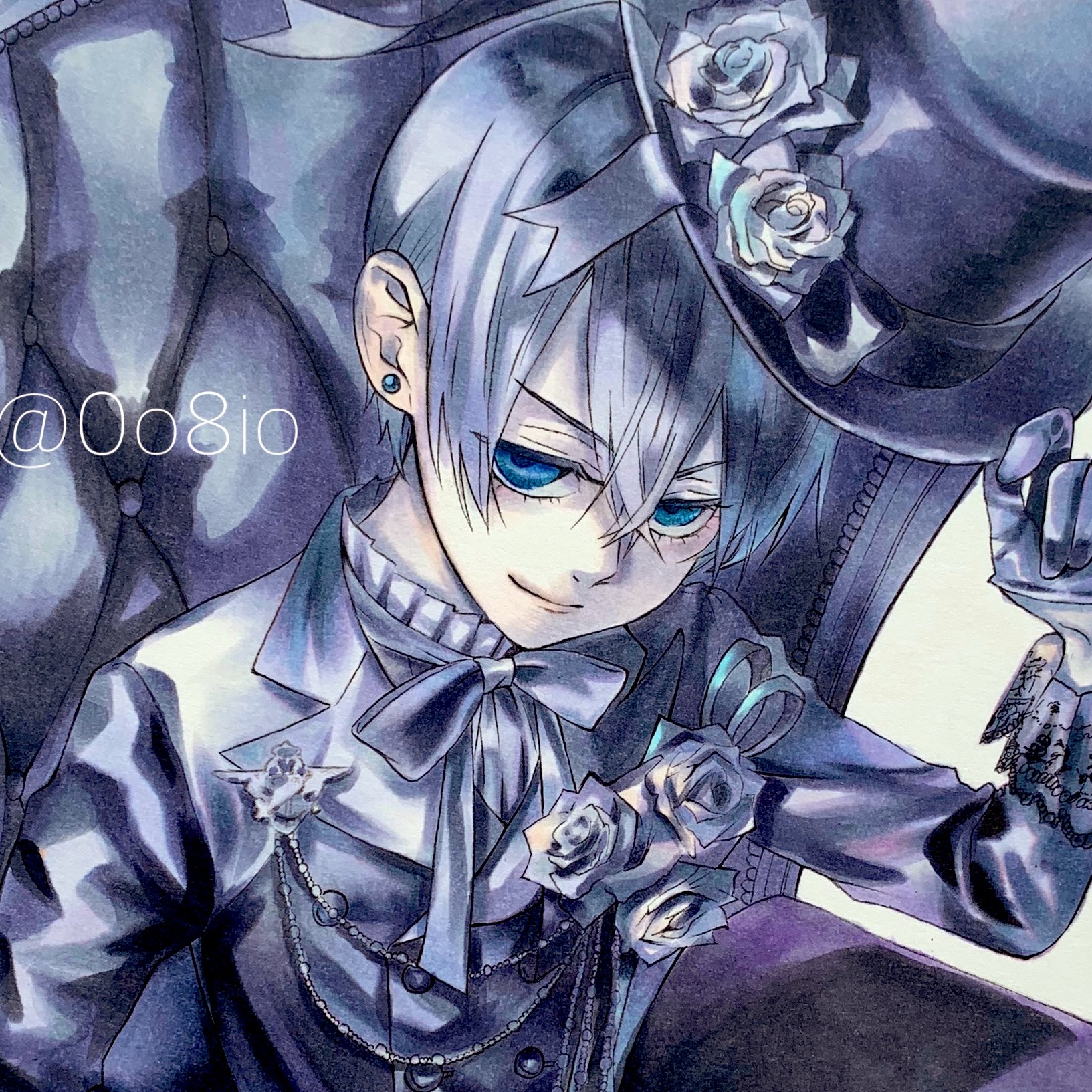Mamu シエル模写しました 黒執事 シエル シエルファントムハイヴ 模写 コピック 絵描きさんと繋がりたい アナログイラスト T Co Eltlukbfps Twitter