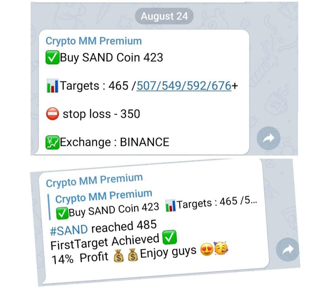 20hours back We shared#SAND Signal onTelegram Channel #SAND reached 485🚀🚀
1st Target achieved.14%profit 💰💰  Enjoy guys 😍🥳 
We expect you to join the channel and see the result yourself . Thank you
link: -telegram.me/Cryptomoneymak…