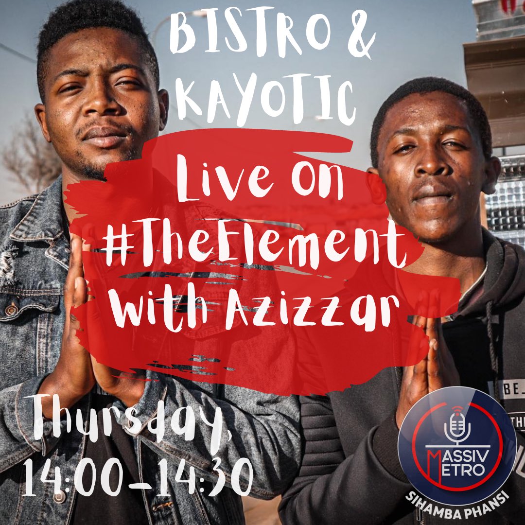 PromotingArts's tweet photo. Bistro &amp; @kay_De_crisis give women and children a voice through their powerful song #Imani. Catch them this Thursday between 1pm &amp; 3pm Live On @TheElementSA with the Pristine @QueenAzizzar https://t.co/Mn2me4Br8v