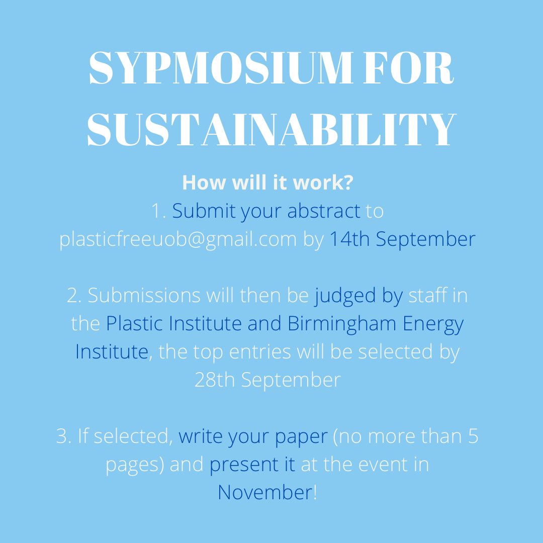 PlasticFreeUoB's tweet photo. Super excited to announce our new event in collaboration with Birmingham Energy Society... Symposium for Sustainability! Something quite different from our usual canal cleans, but we’d love to see loads of people getting involved! All info below 💚 https://t.co/SBv3zxBwRK