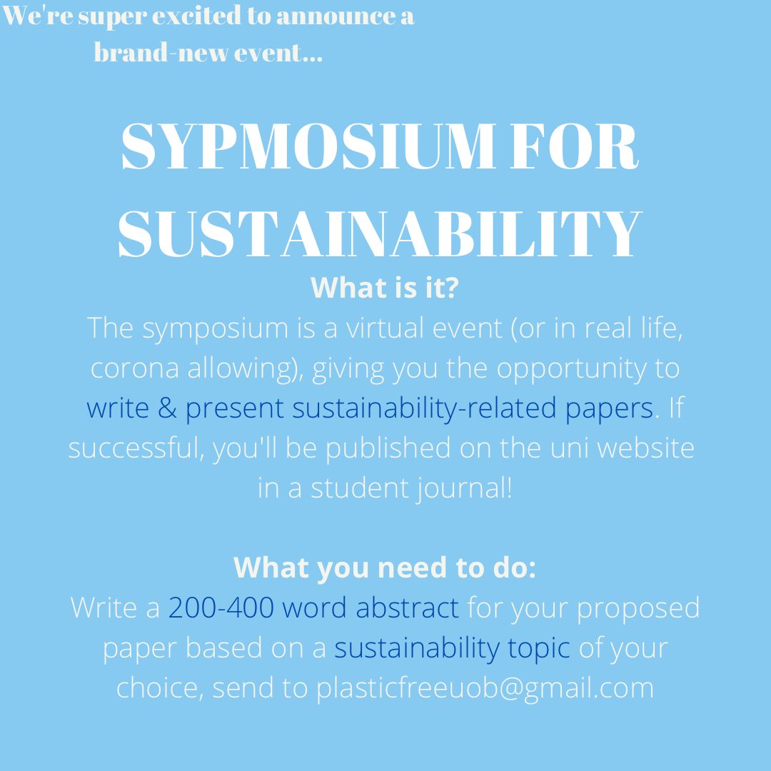 PlasticFreeUoB's tweet photo. Super excited to announce our new event in collaboration with Birmingham Energy Society... Symposium for Sustainability! Something quite different from our usual canal cleans, but we’d love to see loads of people getting involved! All info below 💚 https://t.co/SBv3zxBwRK