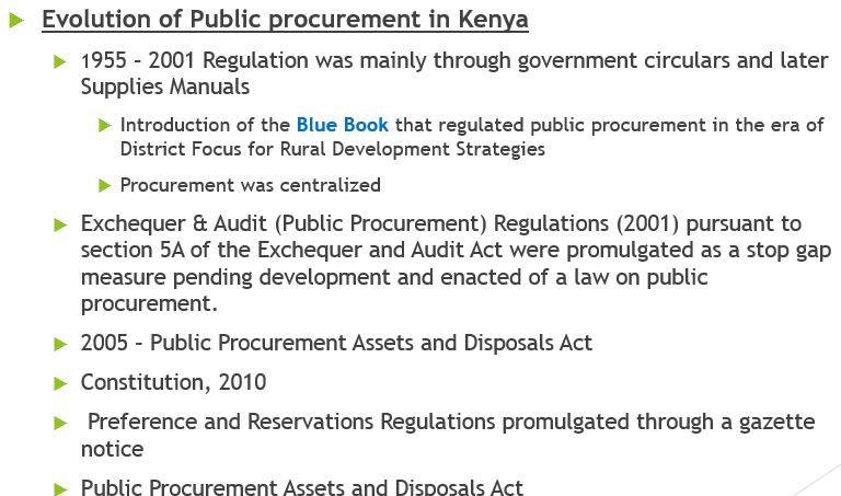 The practice of public procurement in Kenya