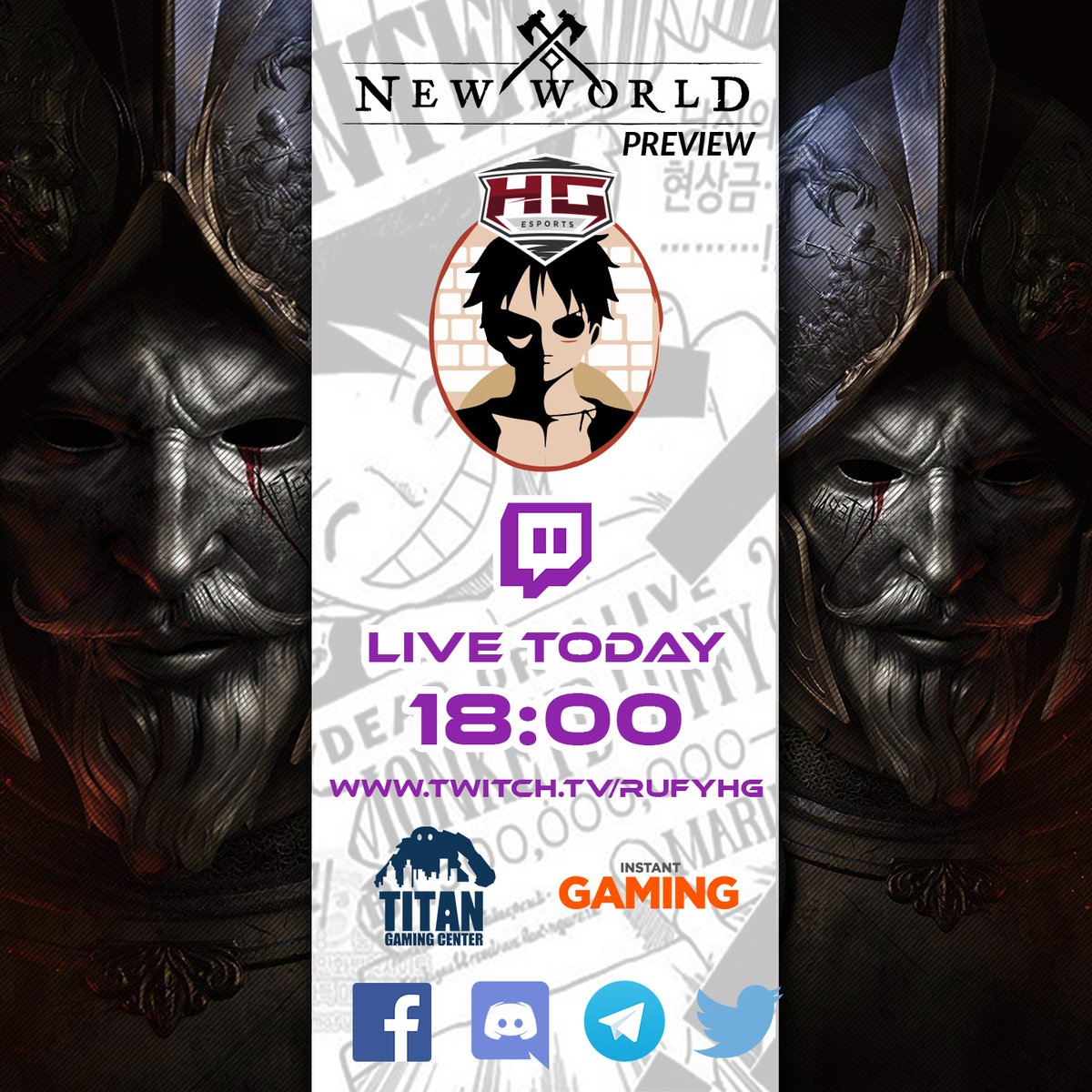 RufyYami's tweet photo. 🔝 OGGI LIVE 17:30 🔝
Oggi apriranno le porte della Preview di New World by Amazon riservata ai possessori di pre-order.

#newworld #amazon #gaming #esports #mmorpg #mmo #newworldammazon #amazongames #newworlditalia #videogiochi #videogames #multiplayer #competitive https://t.co/fCvOQRlH7Q