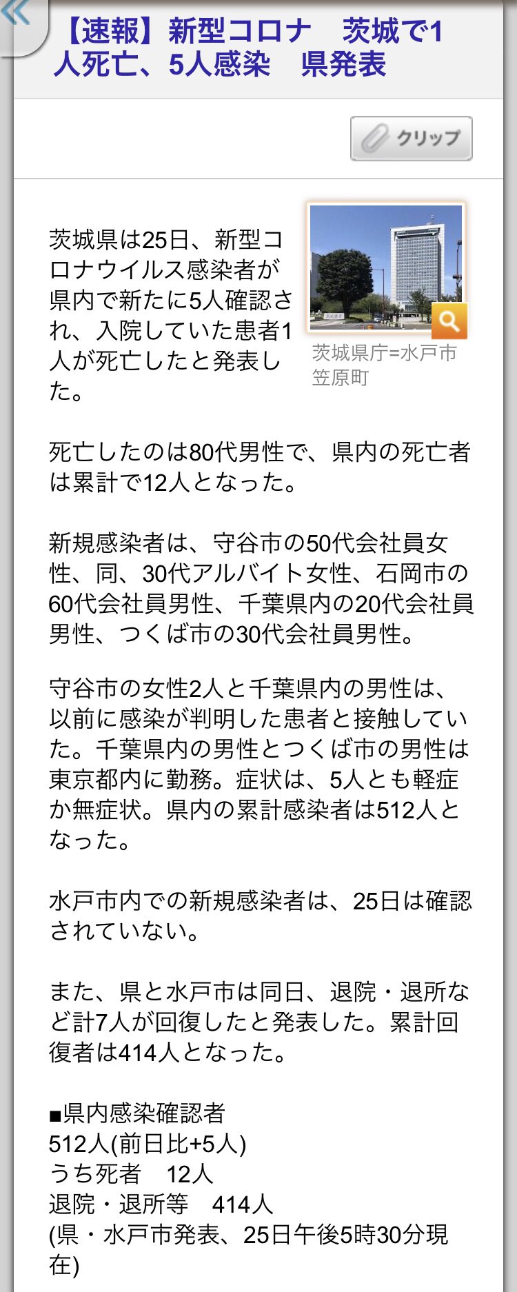 エルビン On Twitter 茨城コロナ8 25 感染確認5 県5 守谷 会社員 50代女 濃厚 守谷 アルバイト 30代女 濃厚 石岡 会社員 60代男 千葉県 都内会社員 20代男 濃厚 つくば 都内会社員 30代男 水戸0 茨城新聞