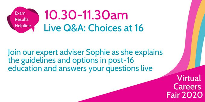 BeeslackDYW's tweet photo. t 10.30, for our Options at 16 Virtual Careers Fair, Sophie from the
@exam_helpline
talking about Options at 16 and taking your questions
Join here https://t.co/rngWuD23M9
For more, head to the main event page: https://t.co/8vdTZWFfpG
#VirtualCareersFair #OptionsAt16 https://t.co/SFi22kbX16