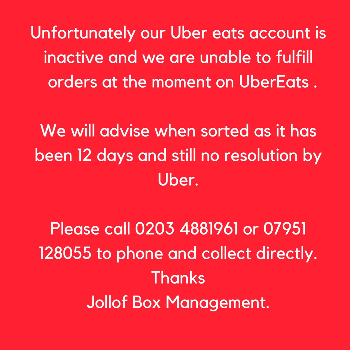 Come on <a href="/ubereats_uk/">Uber Eats UK</a> ! Don’t deny people our wonderful Jollof any longer. Sort it out quick fast!!