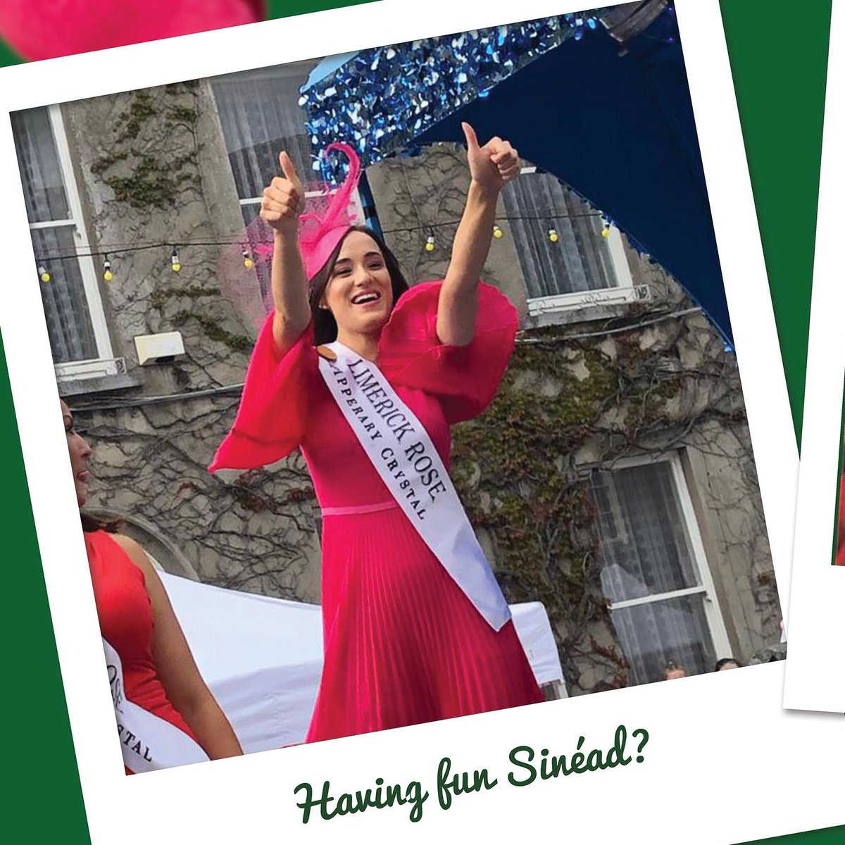 Enjoying the #RoseMemories so far Sinéad? 😊

👍🏻👍🏻🌹
#LimerickRose #RoseofTralee 
<a href="/RoseofTralee_/">Rose of Tralee</a>