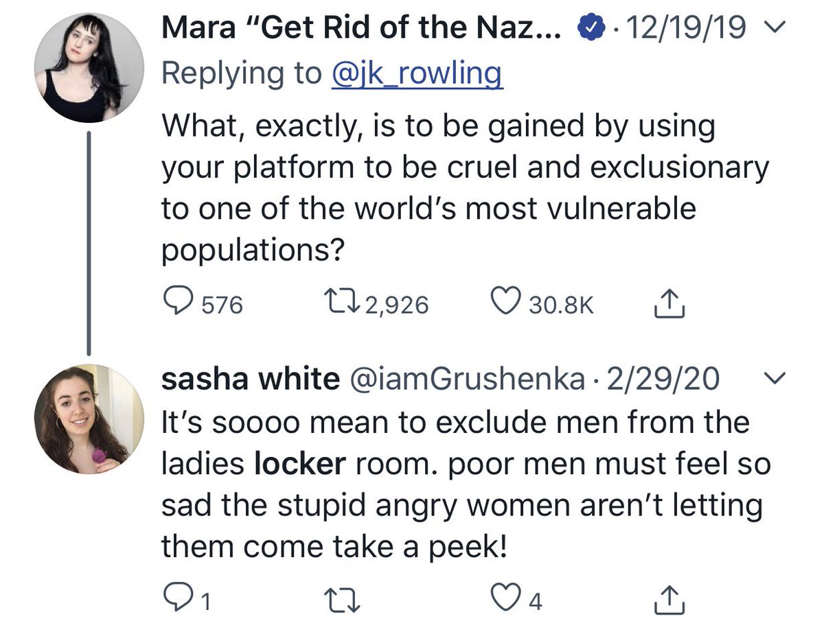  #IStandWithSashaWhiteWhy do you all have to lie about it? Why can't you say "she was fired for believing that it's trans people fault when they're assaulted". Or "fired for disagreeing with the medical consensus on trans healthcare"?Is it because you know your view is shit?