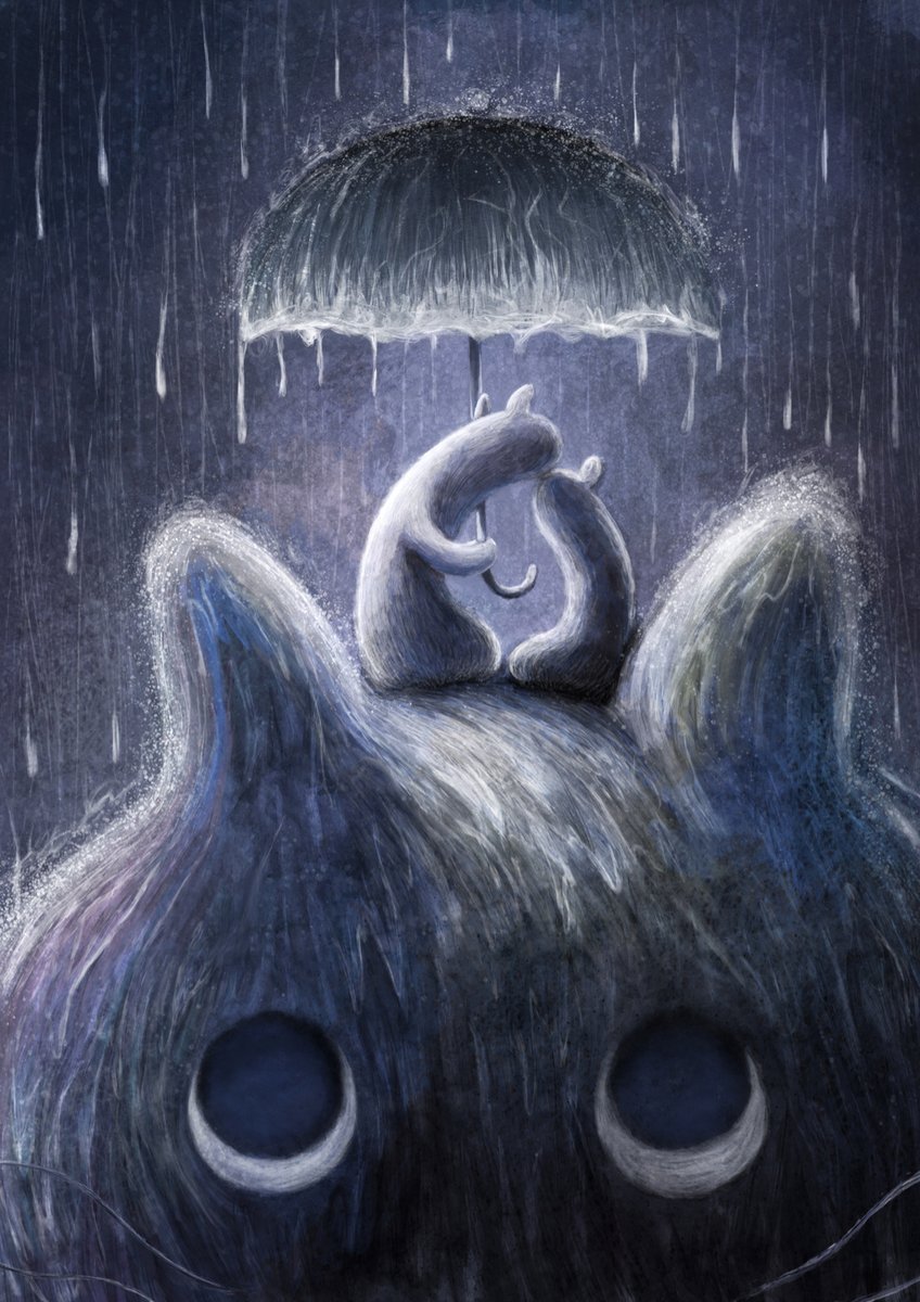 rain umbrella no humans holding umbrella holding animal outdoors  illustration images