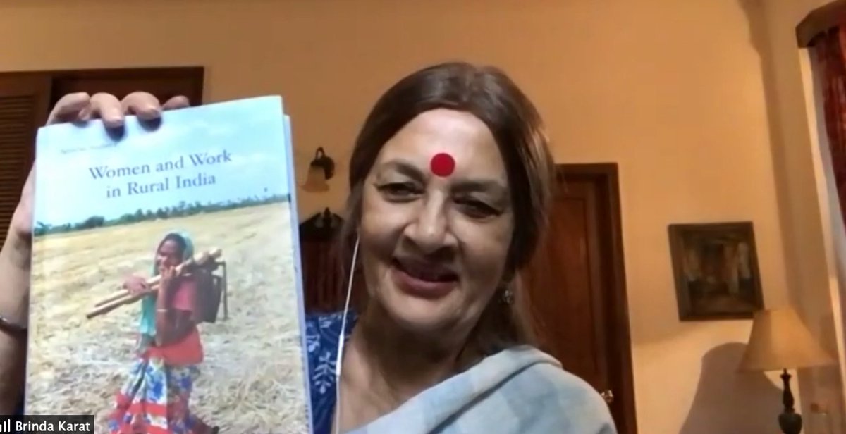 Brinda Karat,  @brindacpim, officially releases our book 'Women and Work in Rural India' after Indu Chandrashekhar from  @Tulikabooksdel and Vinod Koshti from  @RLS_South_Asia hand it over to her.