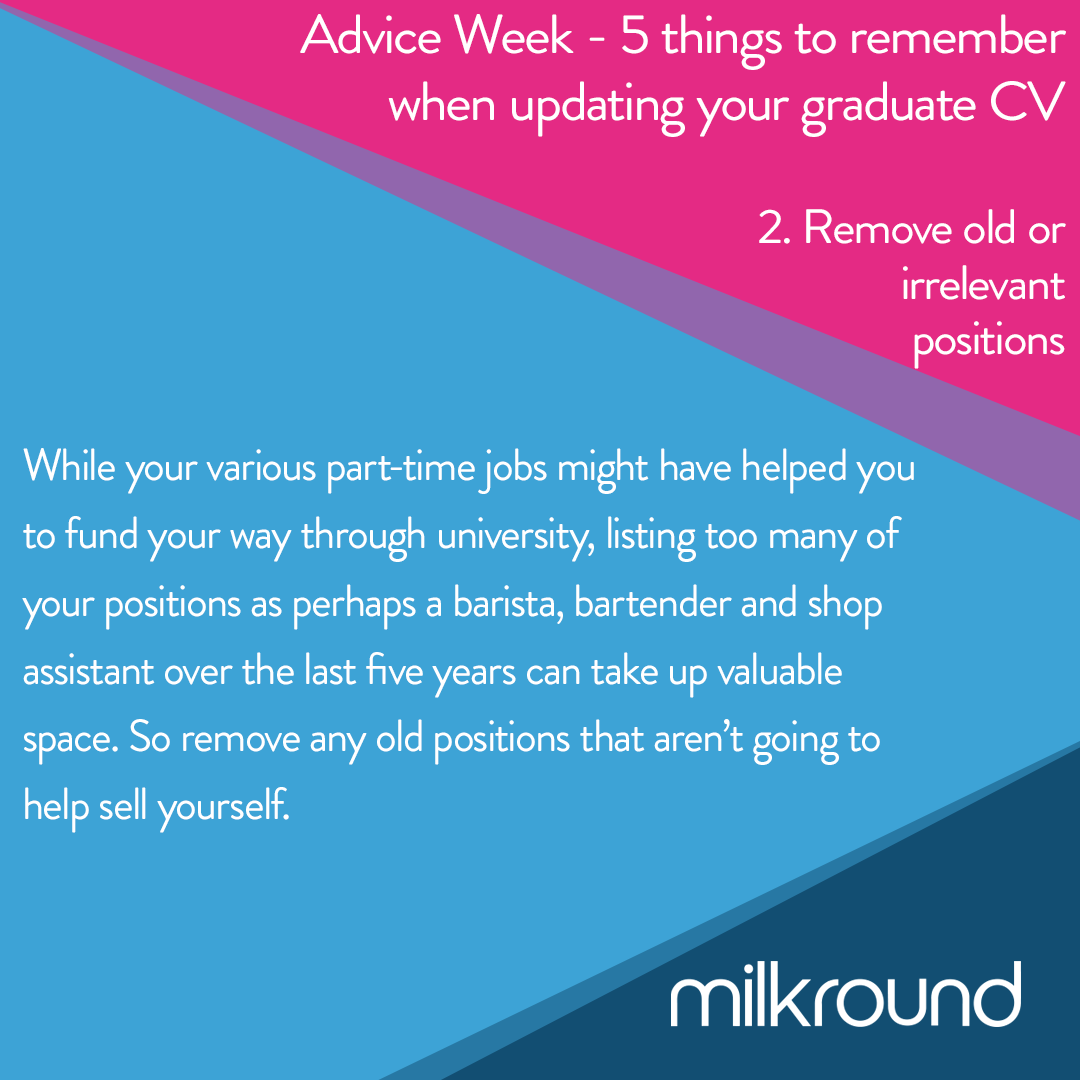 milkroundonline's tweet photo. Advice number 2: Remove old or irrelevant positions. 

Visit the link for more information: 😊 https://t.co/TXIgoJ8MLR https://t.co/6C3mKwixmY
