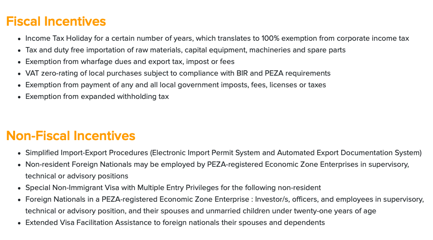 But wait. We do have 2 nickel processing plants. They are viable because they're near the mines; PH has 28 nickel mines and is the world's 2nd largest producer. It is also no coincidence that their locations are declared economic zones. This means they get tax perks.