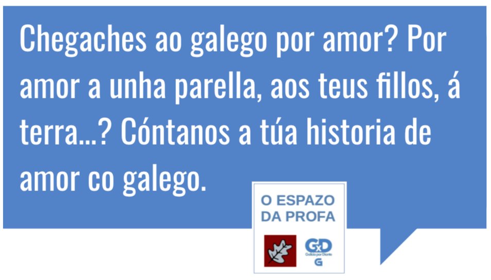 Desde Baía Edicións animámosvos a participar no <a href="/oespazodaprofa/">O espazo da Profa</a> contando as vosas anécdotas sobre: Chegaches ao galego por amor? Por amor a unha parella, aos teus fillos, á terra...? Cóntanos a túa historia de amor co #galego. Todo isto... no <a href="/GxDRadioGalega/">Galicia por Diante RG</a> da <a href="/RadioGalega/">Radio Galega</a>  ☺️