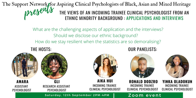 The Support Network for Aspiring Clinical Psychologists of Black, Asian and Mixed Heritage are hosting a Zoom session on applications and interviews for Clinical Psychology on 12/09/20 2pm-4pm. <a href="/AccidentallyACT/">AccidentallyACT</a>

Join them via LinkedIn: linkedin.com/groups/1242367…

#clinpsy #BAME