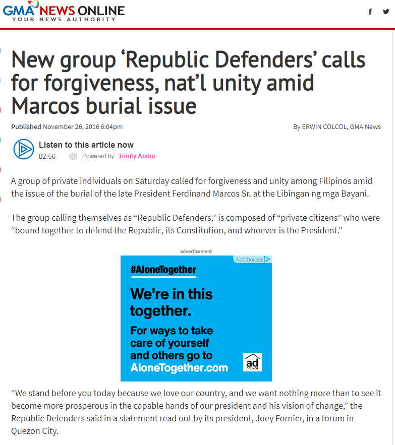 The Republic Defenders led by  #BokbokCalida called for national unity arguing that the issue was a close case, move on na daw.  #NeverAgain  #NeverForget  #MarcosMagnanakaw https://www.gmanetwork.com/news/news/nation/590330/new-group-republic-defenders-nbsp-calls-for-forgiveness-nat-l-unity-amid-marcos-burial-issue/story/