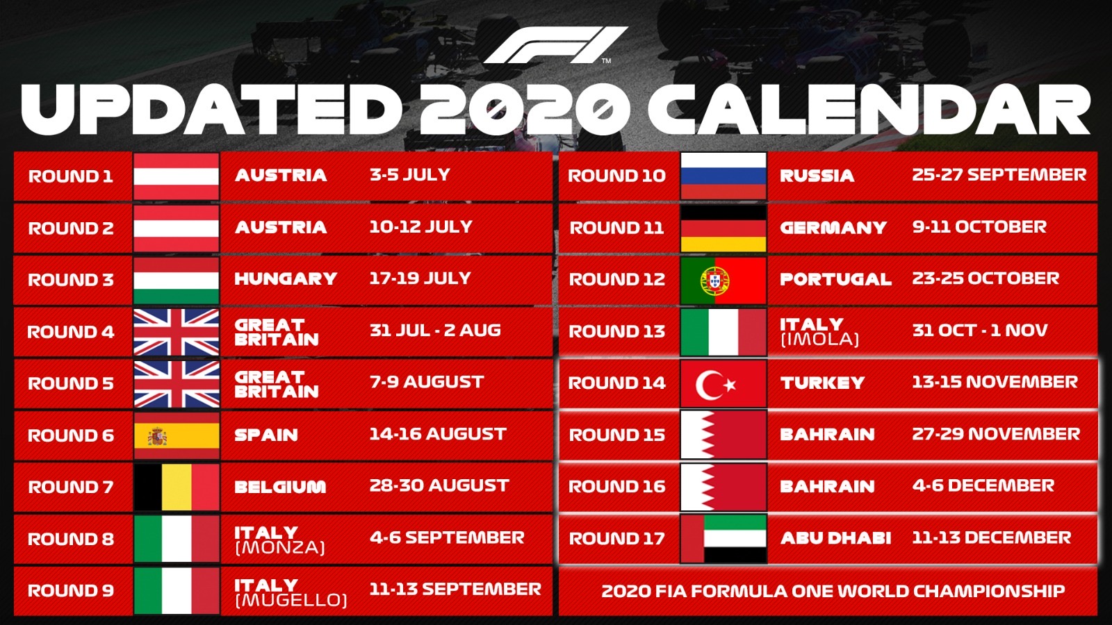 jump in Forge Marco Polo Formula 1 on Twitter: "Here's the updated 2020 race calendar 👀 #F1  https://t.co/o6INhA3YY8" / Twitter