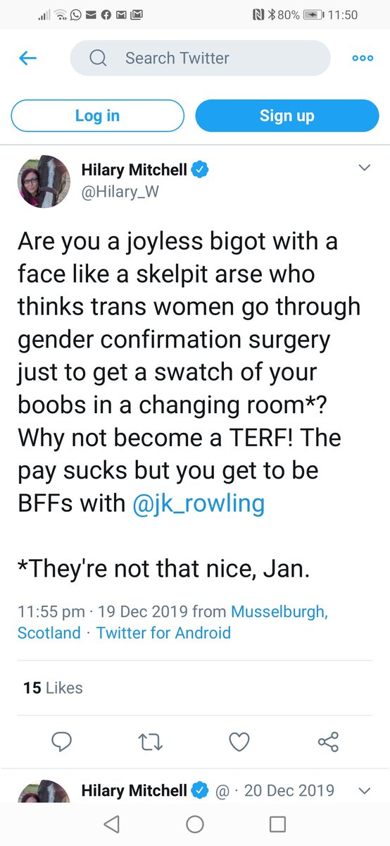 Hilary doesn’t claim in her bio to be a feminist (she does claim to being a “trans ally”). At least she is honest as no feminist would ever use the sort of misogynistic language she indulges in. We imagine many trans people would shudder to have this allyship also.