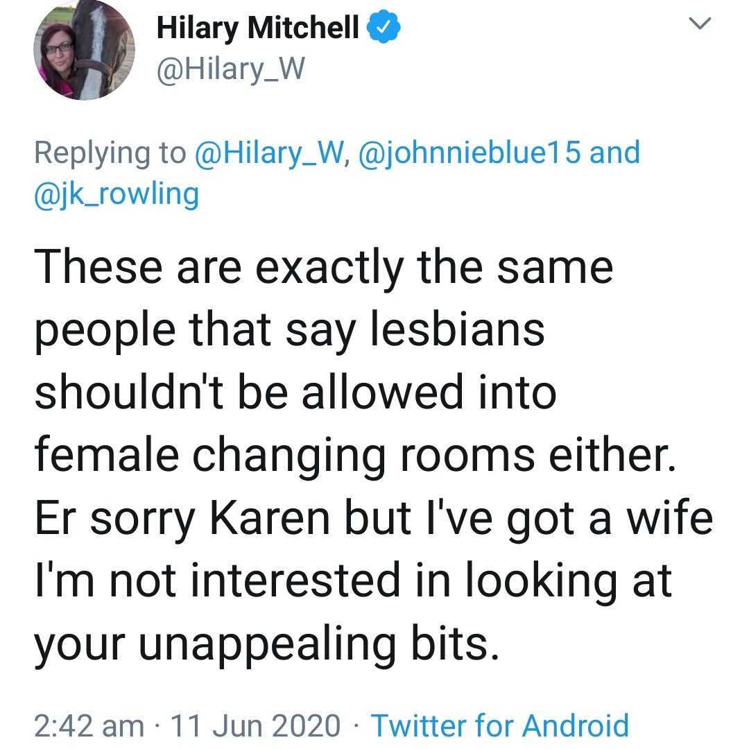 Hilary doesn’t claim in her bio to be a feminist (she does claim to being a “trans ally”). At least she is honest as no feminist would ever use the sort of misogynistic language she indulges in. We imagine many trans people would shudder to have this allyship also.