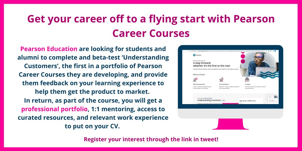 LJMUCareers's tweet photo. Looking for some experience to put on your CV, check out this opportunity with @pearson career courses!🖥️https://t.co/3Tt4FLe5H6
⭐️Open to all students!!
#ljmucareers #experience #ljmu #ljmustudent #careers https://t.co/T97FZRn38q