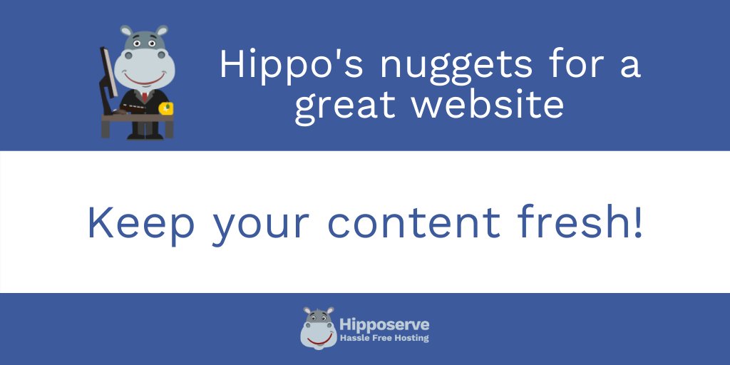 hipposerve's tweet image. If your visitor notices that the content you are serving is not up to date your site could lose credibility. This doesn’t just matter for your product information and your prices – but other information too.

bit.ly/3fOfin6

#sme #smallbusiness #awesomewebsite
