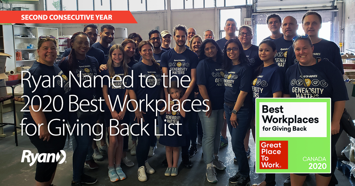 For the second consecutive year, we are excited to announce Ryan has been named one of the best workplaces for giving back in Canada by @GPTW_Canada. greatplacetowork.ca/en/best-workpl…