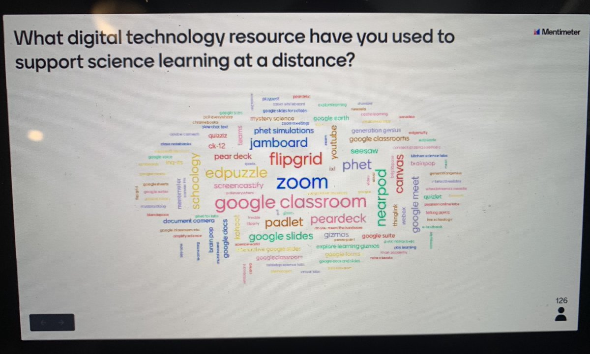 Learning in <a href="/NSTA/">National Science Teaching Association</a> 's Teacher Tip Tuesday Web Seminar today! my.nsta.org/webseminars   Check out what teachers are using for Distance Learning-- maybe you will find something new to investigate for your needs! #NGSSchat #NSTA20 #satchat #edtech