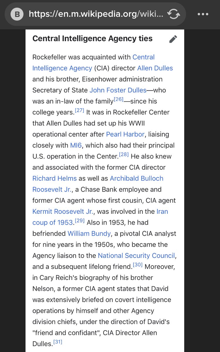 82/ DAVID ROCKEFELLER*Died March 2017 at 101*Name alone should be enough but MAN-Chairman of Council of Foreign Relations (1970-85)-Knew all the evil people-Dulles friend & confidante-Kissinger-Was offered Robert Kennedy’s seat after his death (declined)Jeebus