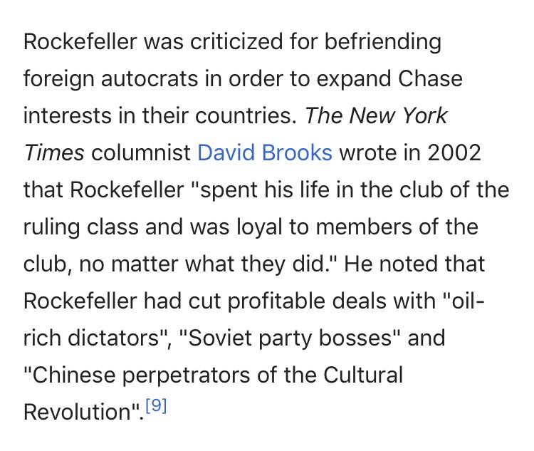 82/ DAVID ROCKEFELLER*Died March 2017 at 101*Name alone should be enough but MAN-Chairman of Council of Foreign Relations (1970-85)-Knew all the evil people-Dulles friend & confidante-Kissinger-Was offered Robert Kennedy’s seat after his death (declined)Jeebus
