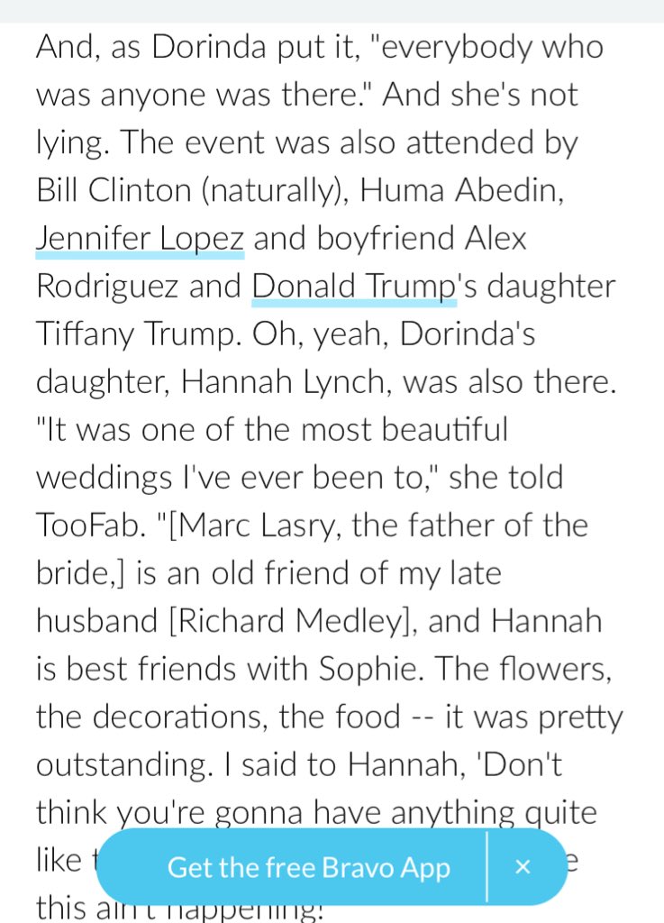 6) Dorinda caught up w/ Hillary at an ‘interesting’ wedding. Her daughter was a bridesmaid... who was the bride?   #RHONY  #DorindaMedley  #HillaryClinton