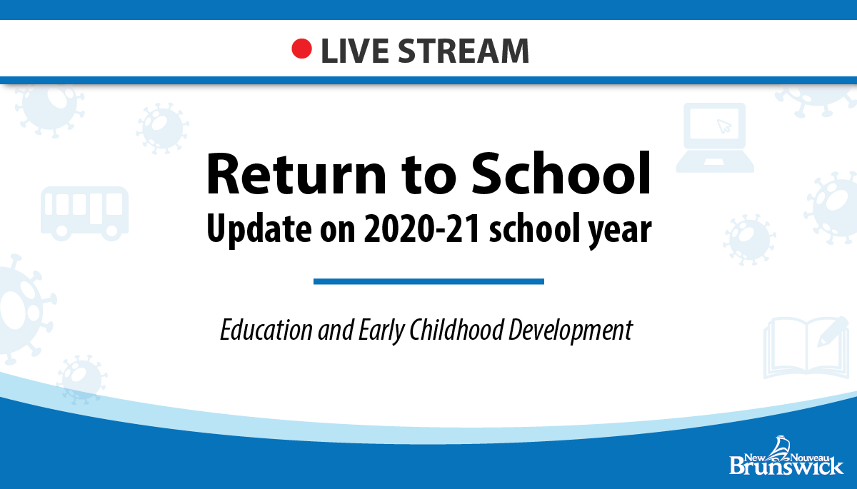 Gov_NB's tweet photo. An update regarding the 2020-21 Return to School plan will be provided at 2:30 p.m. on August 25. This event will be live streamed. Topics will include physical education, sports and extracurricular activities.
(1/2) https://t.co/jDN0JpKGSo