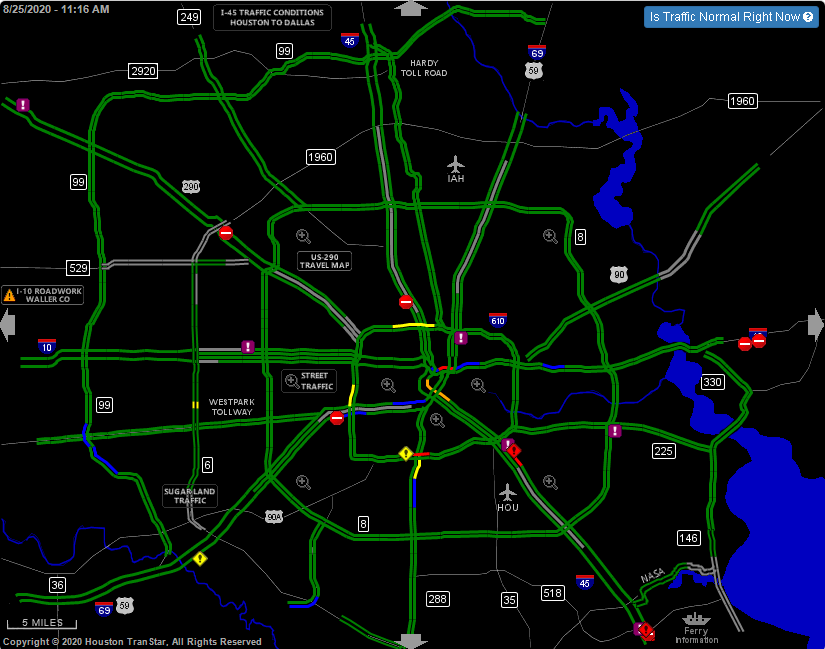 houstontranstar's tweet photo. This is CRUCIAL. If you do not need to be out on the roads, please stay off the freeways to give Galveston resdients a chance to evacuate #HurricaneLaura https://t.co/WEDaem8Mam