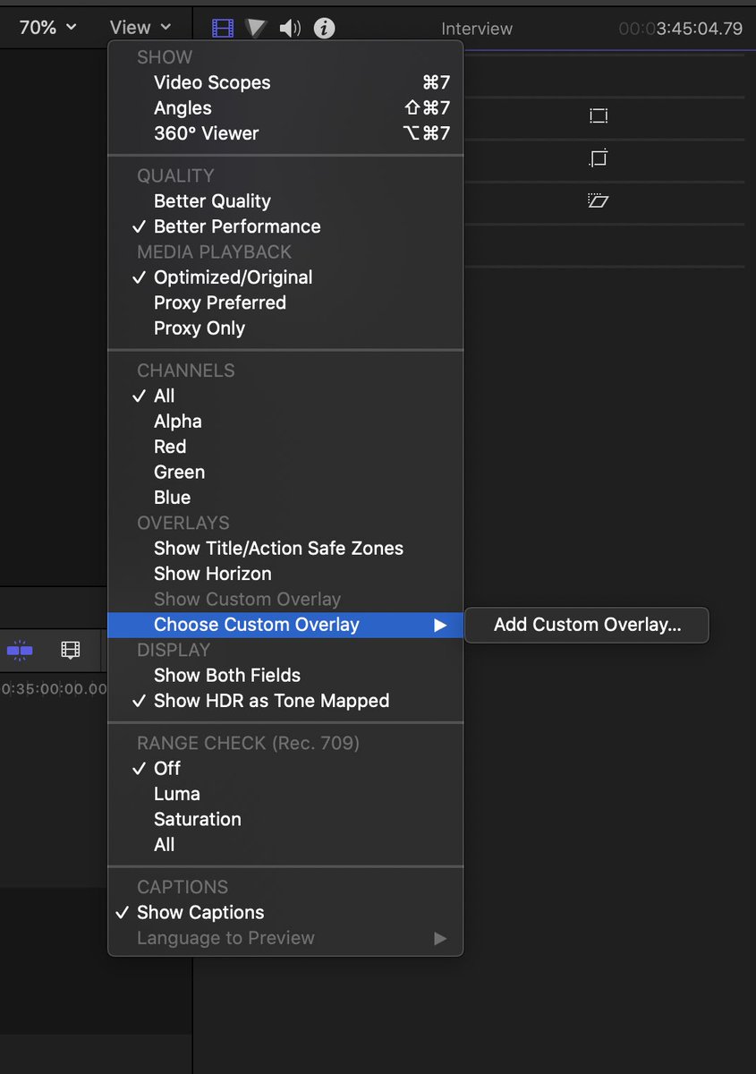 FinalCutProHelp's tweet photo. You are no longer limited by the basic guides in Final Cut Pro. Learn more about this feature and more in tomorrows live stream. Add a custom overlay using the Final Cut Pro 10.4.9 update:
#FinalCutProHelp #FinalCutPro #FCPX #FinalCut
https://t.co/jeWVPk11yt https://t.co/e8GMGHvNZq