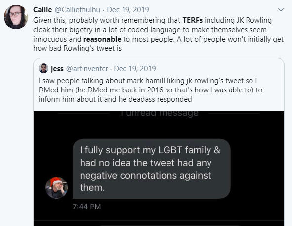 - Or trans activists argue that the writer must be "cloaking" or misrepresenting their real views to trick clueless people into supporting a dangerous cause. TERFs sounding reasonable isn't TERFs being reasonable—it's just part of the deception.