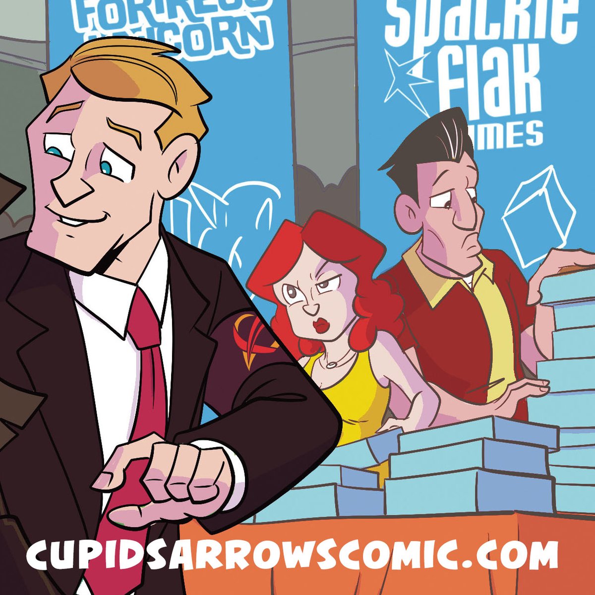 thomzahler's tweet photo. Cupid's Arrow Fact 05: Danielle and Jeff from #warninglabelcomic make an appearance in #cupidsarrows. They recognize our Cupids, showing that Rick and Lora had a hand in that. BACK THE KICKSTARTER! TWO DAYS LEFT! https://t.co/e2rCiZ9dOZ https://t.co/qDzP1R8zbX