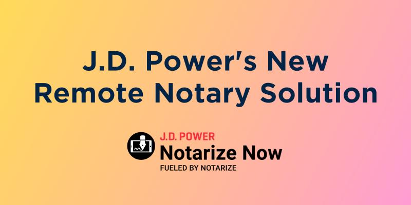 J.D. Power and @Notarize are collaborating to introduce J.D. Power Notarize Now, a product effectively streamlined to save time and money for auto dealers and insurers to conduct remote identity verification and transaction completion.

Learn more > hubs.ly/H0v0XQk0