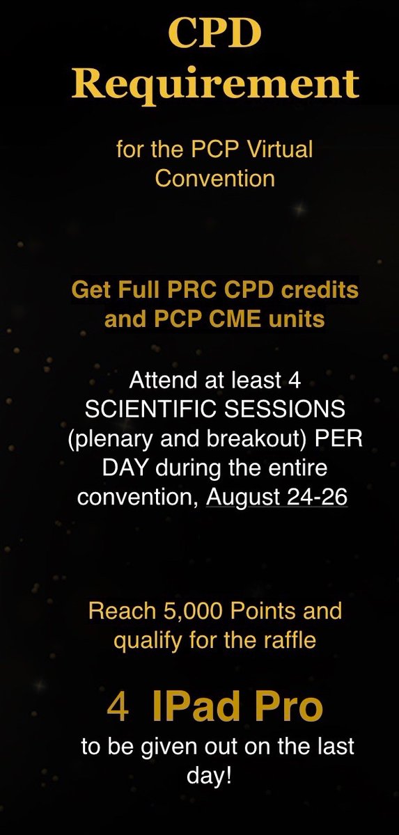 DoctorMuslimah's tweet photo. #PCP2020 #PCPGold #IMDigital
CPD units for our Virtual Convention https://t.co/WOGI4Me4xs