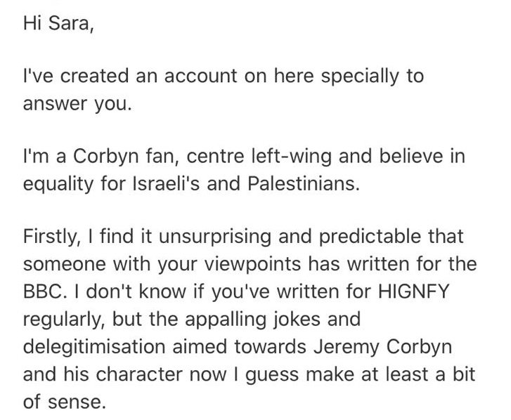 Then someone set up an email account and sent her a three page diatribe, much of it about Israel and Palestine. .. because of the joke.