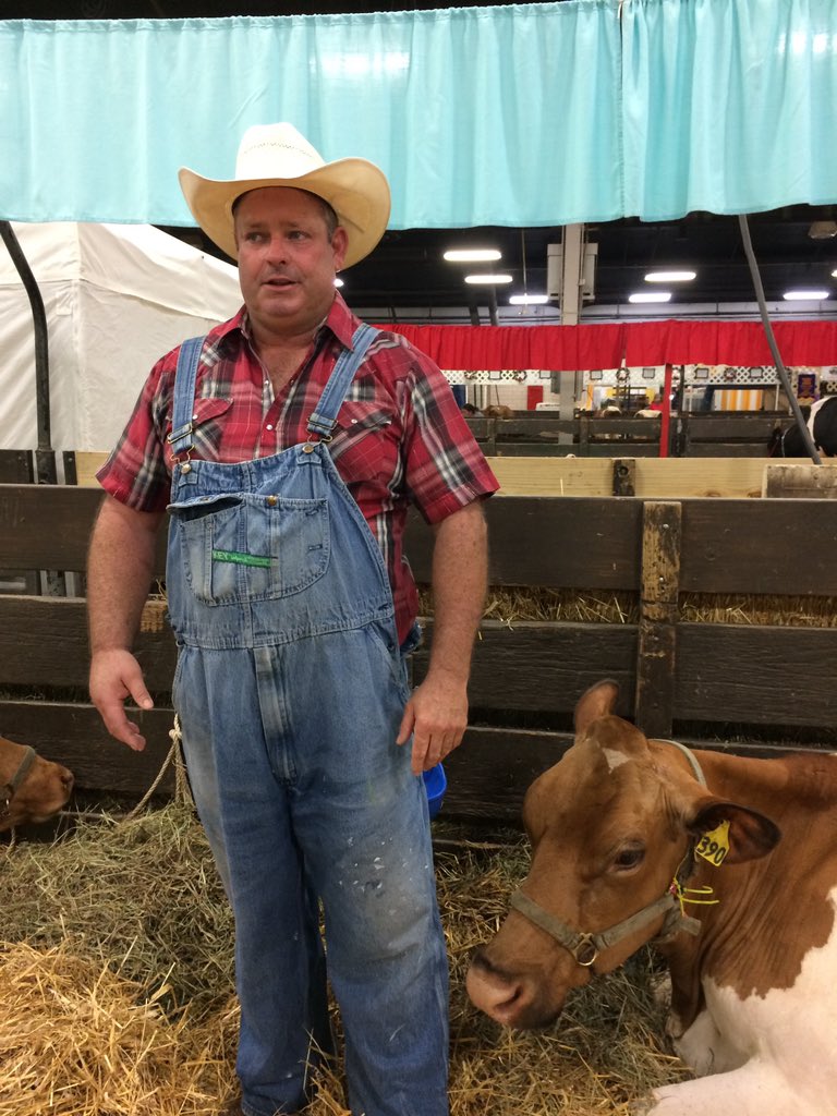This is a dairy farmer named Corey Huie. He taught me how to wash a cow, then later got into a horrifically nasty argument in the comments of my Facebook post about it (someone called his cows underweight).