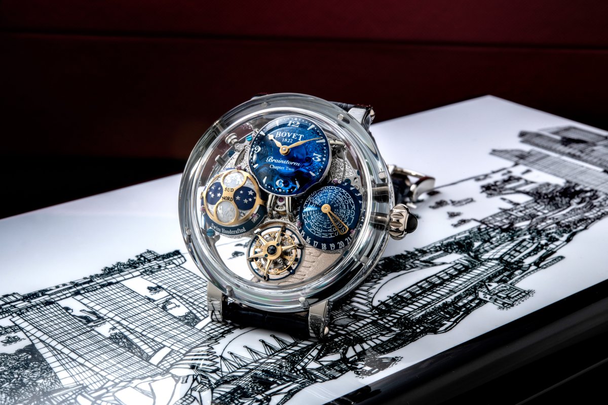Bovet_1822's tweet photo. The Récital 26 Brainstorm®️ Chapter Two, housed in the largest monoblock sapphire case (48.6mm), is presented in a limited edition of only 10 Sapphire "Writing Slope" cases with blue quartz dial.
#bovet #bovet1822 #pascalraffy #engineeringbrilliance #timepieces #innovation https://t.co/n7xlgZ83z4