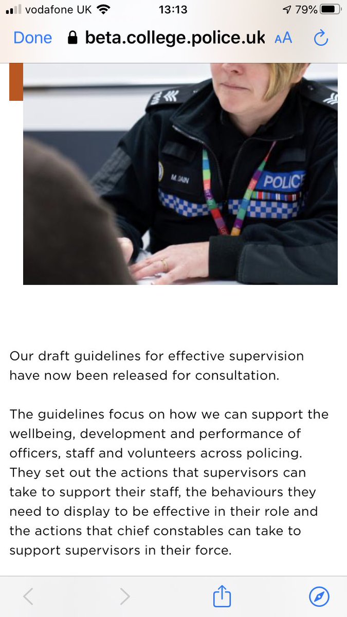 Miles_PBH's tweet photo. Had a quick lunchtime scan through the new @CollegeofPolice #EffectiveSupervision guidelines and before I was even in the document I was thrilled to see volunteers included in scope of performance and development. So great to see! Hope that happens up here too. https://t.co/sCjPgPRkCD