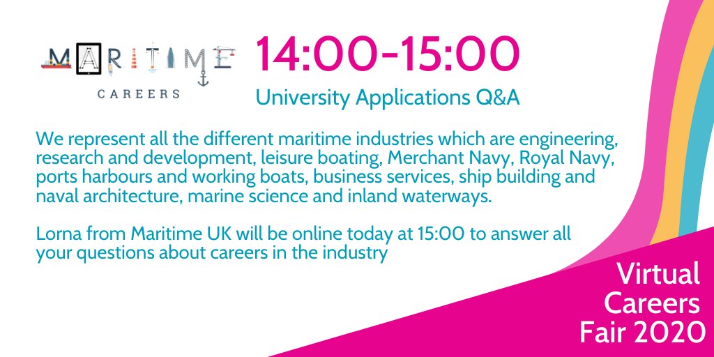 NationalCareers's tweet photo. At 14.00, for our Options at 16 Virtual Careers Fair, we’ll be hearing from Lorna from Maritime UK
Join here: https://t.co/eFJWGEVrKh
For all the talks, videos resources and more, head to the main event page: https://t.co/WG0Qg3dpqm #VirtualCareersFair #OptionsAt16 https://t.co/CCcvUFDw4h