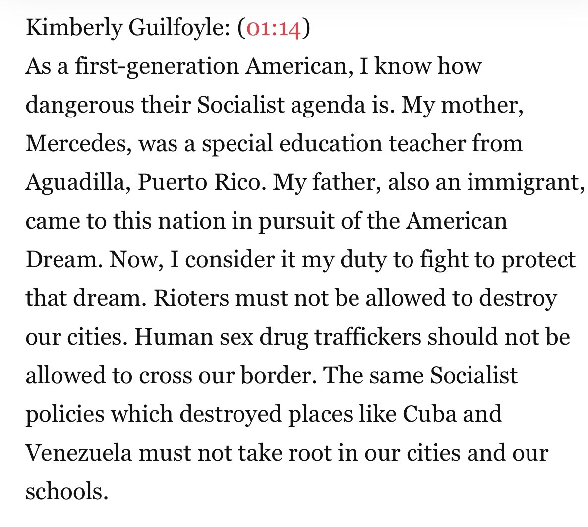 AndrewPaulJoyce's tweet photo. Been thinking about this part of Kimberly Guilfoyle’s speech

1. If your mom is from Puerto Rico, you’re not a “first-generation American”

2. Her father immigrated from Ireland so how did her parents experiences (In Puerto Rico and Ireland) teach her about the “Socialist agenda” https://t.co/ujoDetpR7P